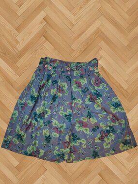 April Cornell 1992 Floral Rayon Wide-Leg Shorts | Size M | Made in India